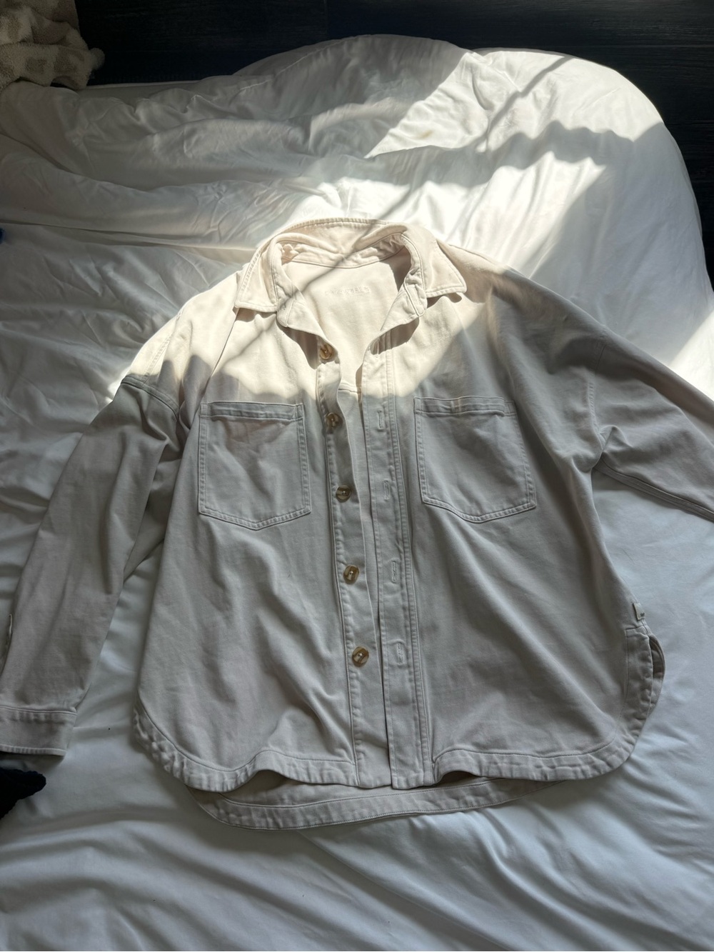 Vuori Cream Button-Front Shacket